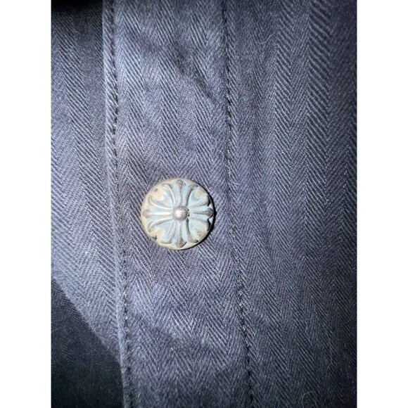 Chrome Hearts Black Denim Shirt Jacket With Quilted Lining & Silver Button Detai - Picture 15 of 16